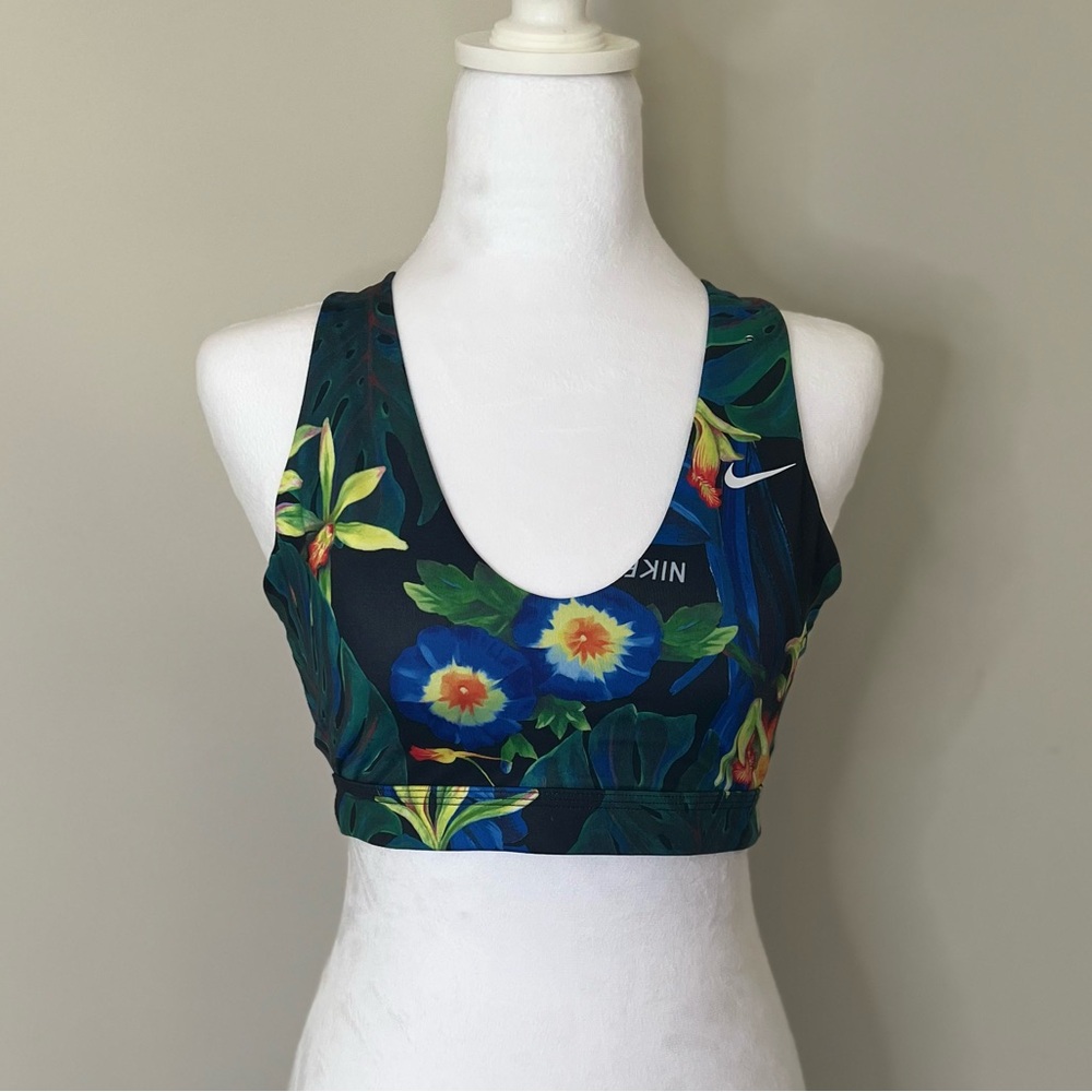 Nike Dri-FIT Black Sports Bra with Floral Design